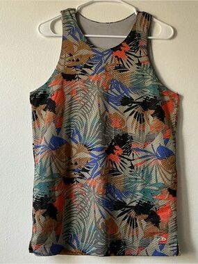 Pro Player Tropical Print Tank Top - Tan, Blue, Black